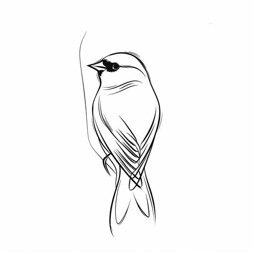 Minimalist sparrow line art tattoo design, elegant simplicity