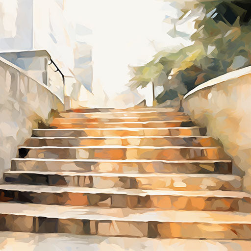 Steps clipart in the style of Impressionistic Art