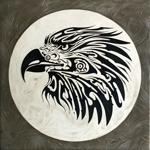 Tribal eagle, in the style of Ami James