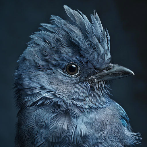 Bluebird in a detailed and dramatic studio portrait