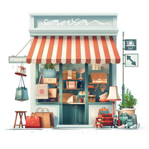 Photo realistic yard sale clip art with white background