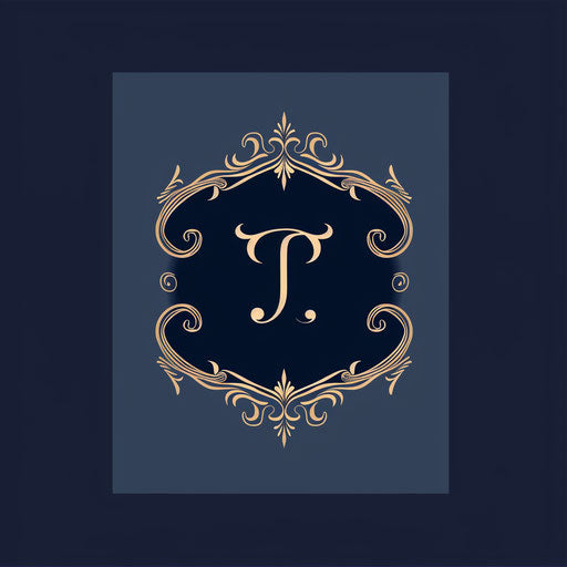 Classic monogram t-shirt logo design with navy blue background