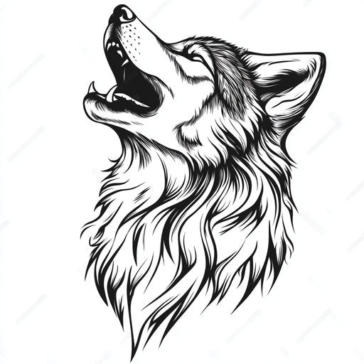 Tribal wolf in black on white for men
