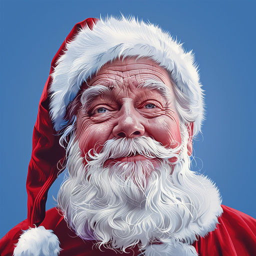 Realistic secret santa clip art on flat royal blue background