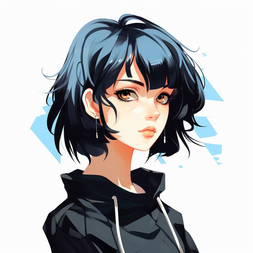 Minimalist anime illustration on white background