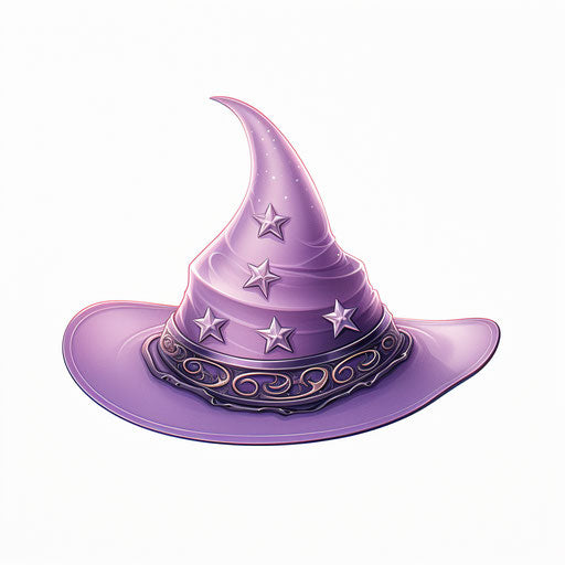 Pastel Colors Art witch hat on white background