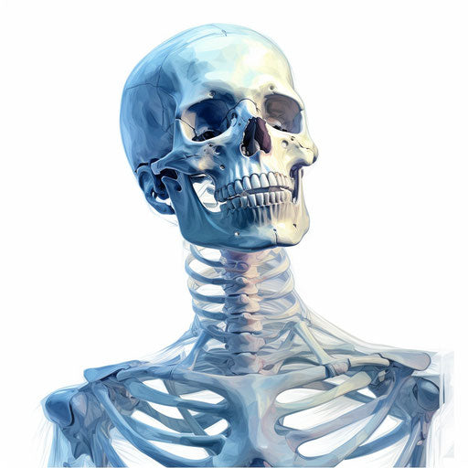 X-ray illustration in the style of oil painting on white background