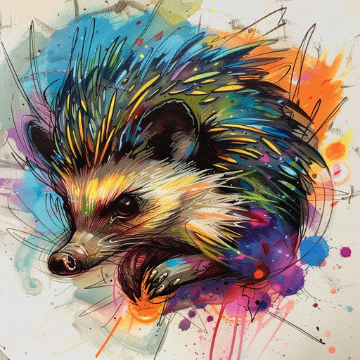 Expressionist tattoo sketch of a hedgehog