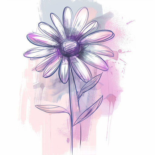 Elegant tattoo sketch of a daisy with long stems