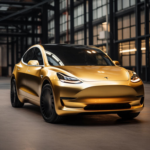 Gold Tesla car
