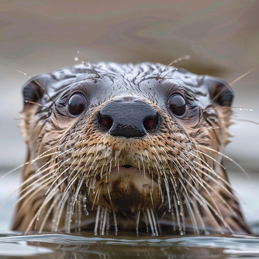 Otter's eyes under water, curiosity and mischief