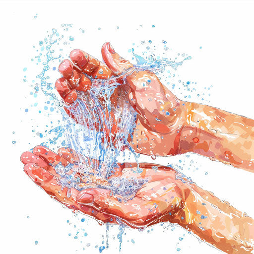 Realistic hand washing clipart on white background