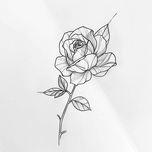 Gypsy rose as a flat tattoo in a simple single-line drawing style