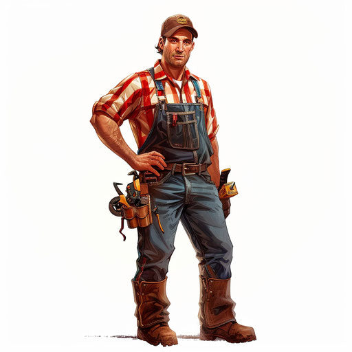 Handyman clipart in a photo realistic style against white
