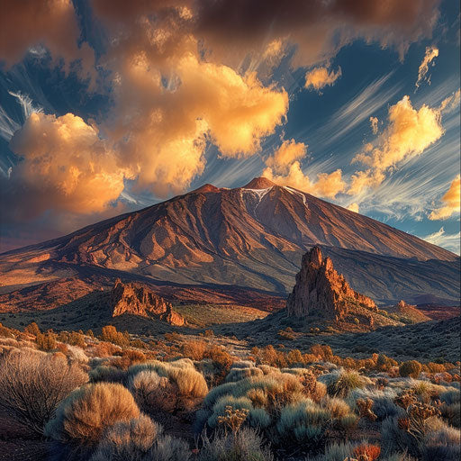 Mount Teide, Canary Islands with dramatic clouds and rich hues
