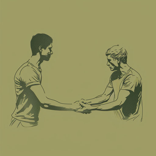 Assisting others clipart with flat olive backdrop