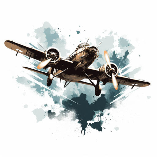 Aerial illustration on white background, Chiaroscuro Art style