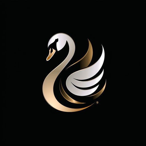 Elegant team logo with a graceful swan on black background