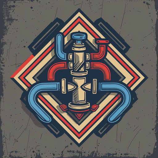 Classic plumbing emblem with traditional colors on heritage background