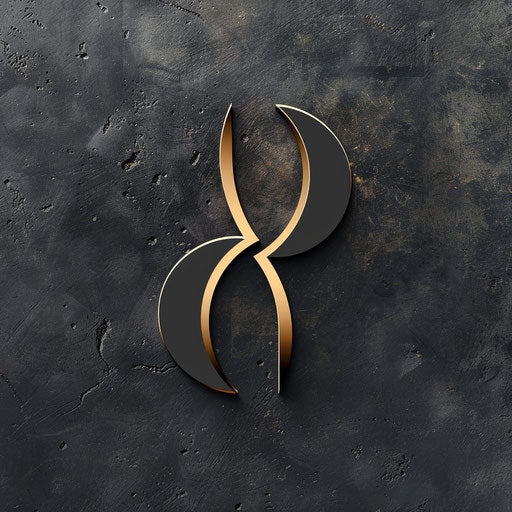 Sophisticated logo with minimalist design and gold accents on dark grey background