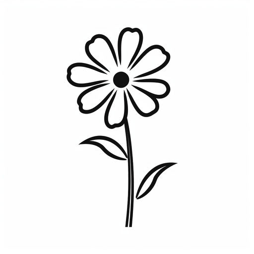 Minimalist style flower clipart outline on white background