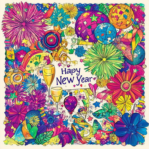 Lively Happy New Year Card Greeting New Year Artworks