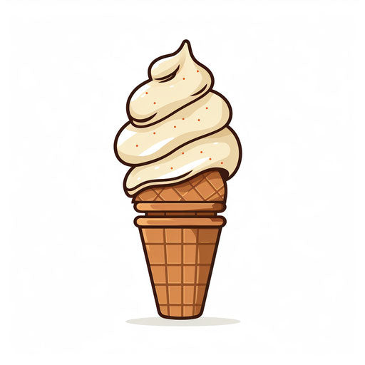 Minimalist style ice cream cone clipart, on white background
