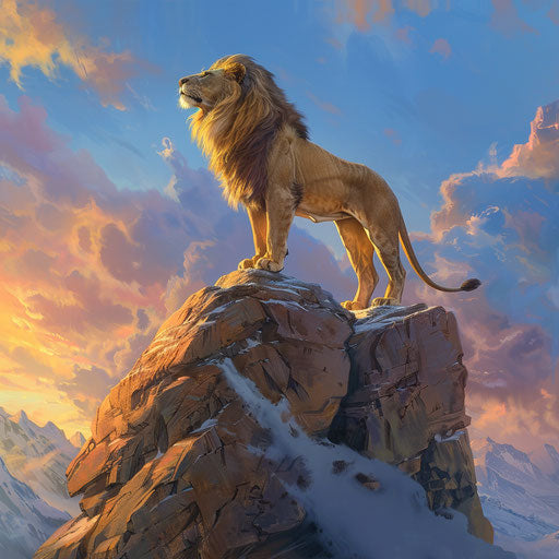 The lone lion on the mountain