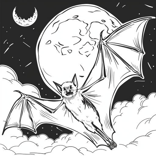 Bat flying under the full moon