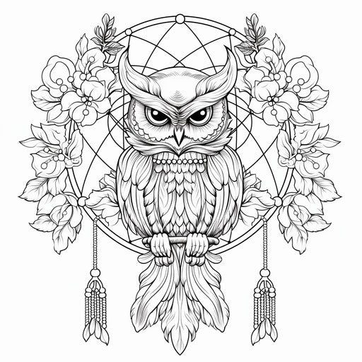 Owl in a dreamcatcher