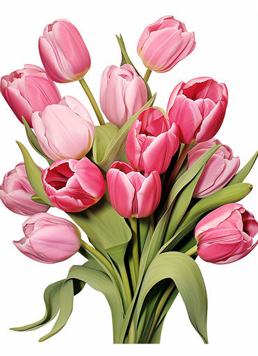 Red tulips in a bouquet, digitally enhanced style
