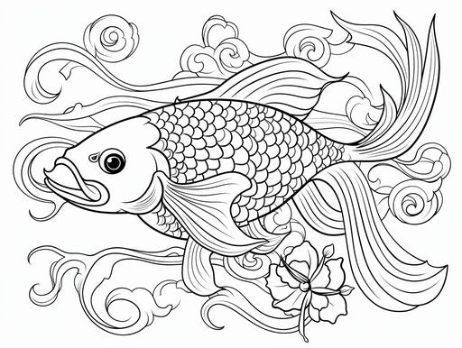 Koi fish coloring pages free photo