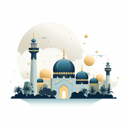 Eid Mubarak clipart in Minimalist style, on white background