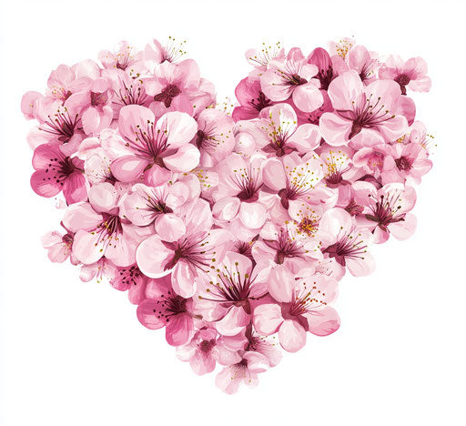 Heart-shaped pink cherry blossom arrangement