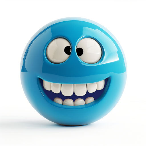 Blue smiling sphere on white background