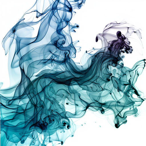 Oceanic blue wave and smoke on white background