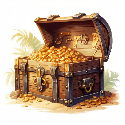 Treasure chest in Oil painting style on white background