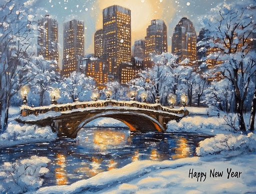 Central Park in New York City covered in snow during winter