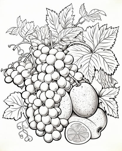 Fruit coloring pages photo 3, Kate Beaton style, black and white, figuratives 25:31