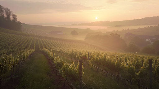 Rheinhessen vineyard at sunrise
