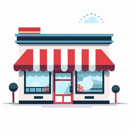 Minimalist style clipart in store on white background