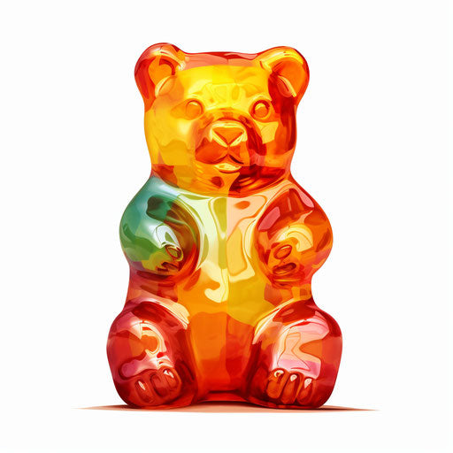 Gummy bear illustration in the style of Chiaroscuro Art, on white background