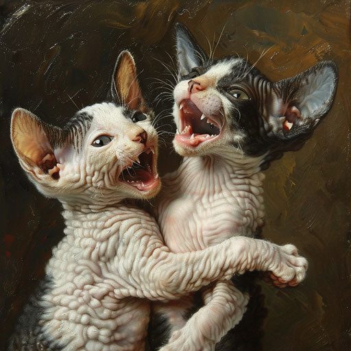Cornish rex cat kittens playing