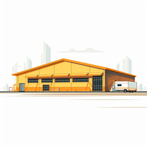 Minimalist warehouse clipart on white background
