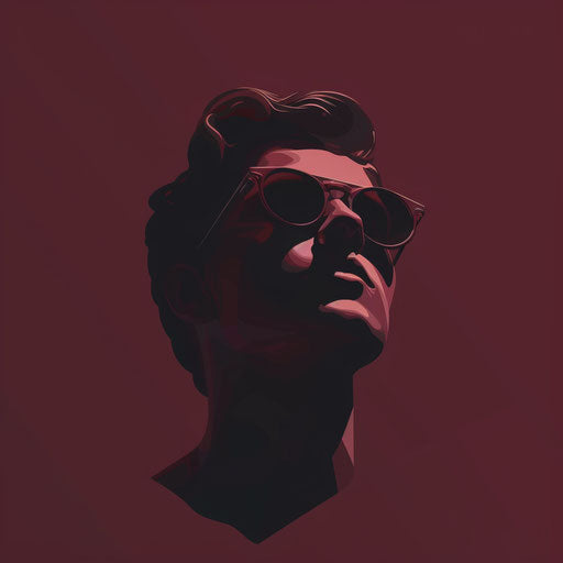 Realistic social clipart on rich burgundy background