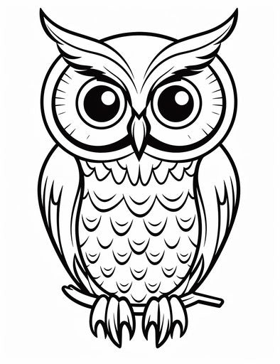 Owl coloring sheet with fisheye effects