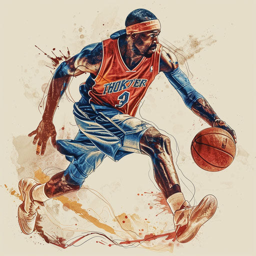 Basketball player clipart in photo realistic quality on a flat beige background