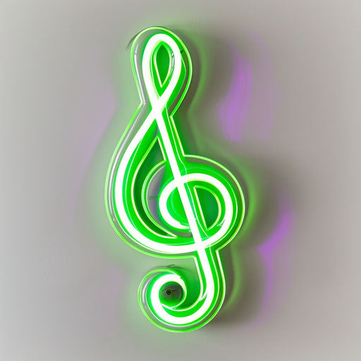 Vibrant neon green bass clef on clean white backdrop