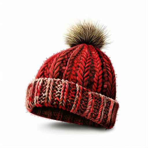 Realistic winter hat on flat white background