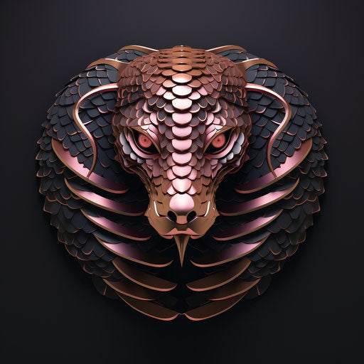 Cobra face pattern, vector illustration, in the style of wollensak 127mm f/4.7 ektar, dark silver and light pink, bentwood, mallgoth, wormcore, commission for, #screenshotsaturday
